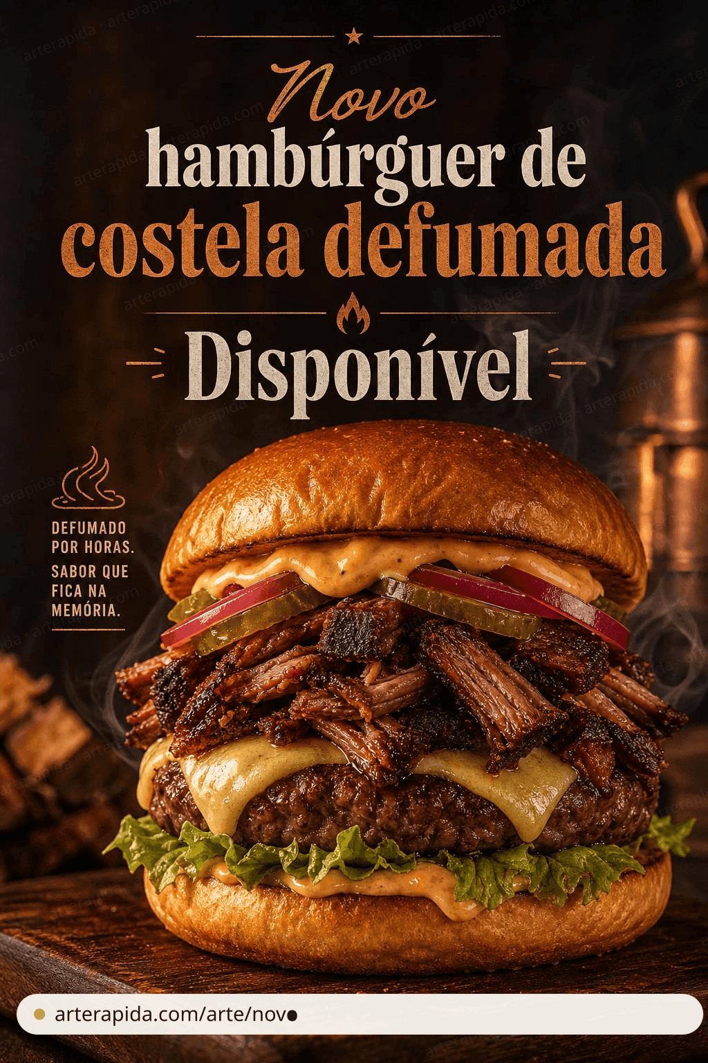 Novo hambúrguer de costela defumada · ArteRápida