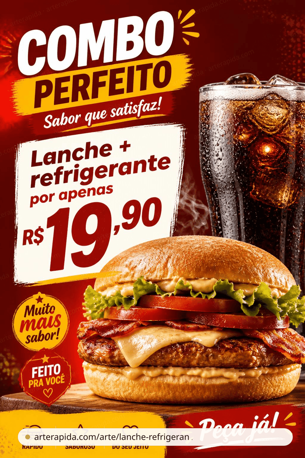 Lanche + refrigerante por R$19,90 · ArteRápida